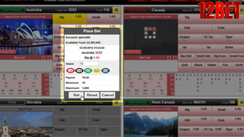 Hướng dẫn những thao tác chơi Keno 12Bet nhanh chóng